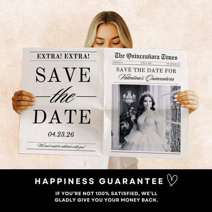 Quinceañera Save the Date Newspaper Template