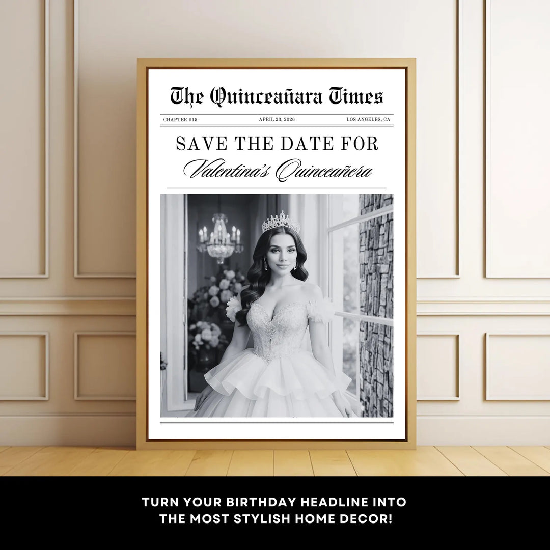 Quinceañera Save the Date Newspaper Template