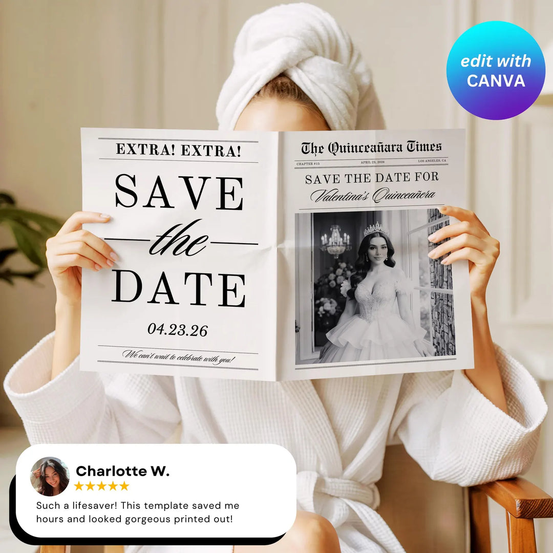 Quinceañera Save the Date Newspaper Template
