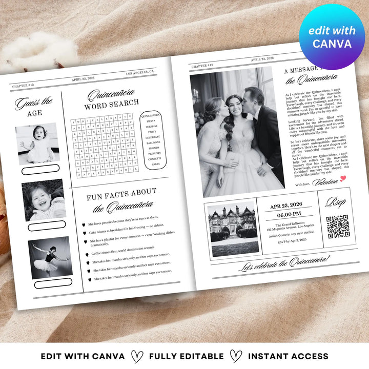 Quinceañera Save the Date Newspaper Template
