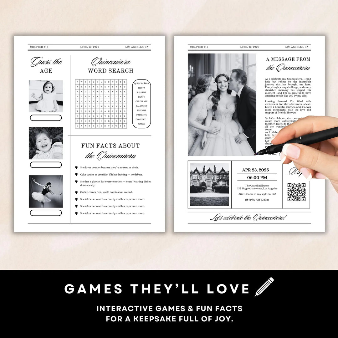 Quinceañera Save the Date Newspaper Template