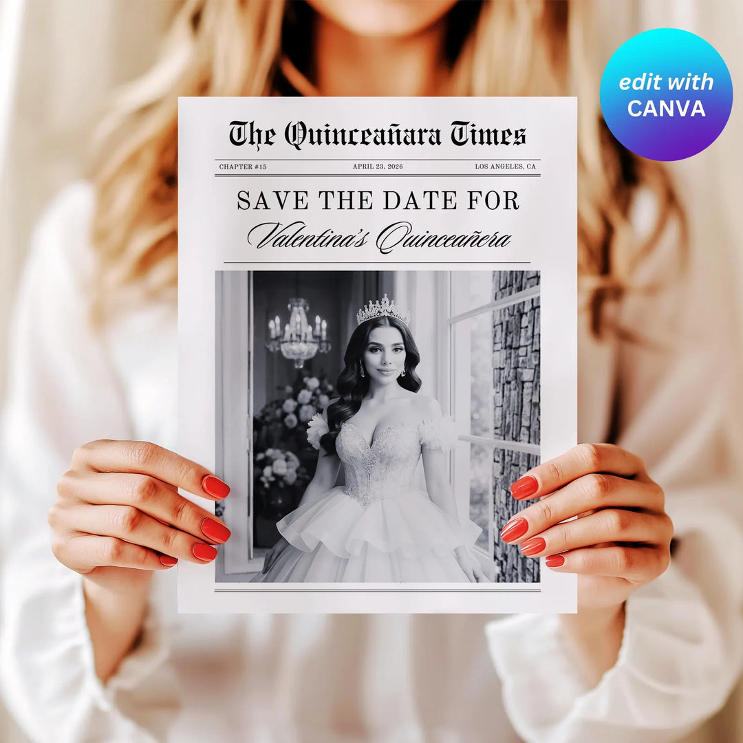 Quinceañera Save the Date Newspaper Template