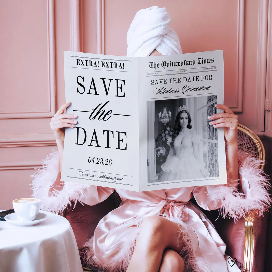 Quinceañera Save the Date Newspaper Template