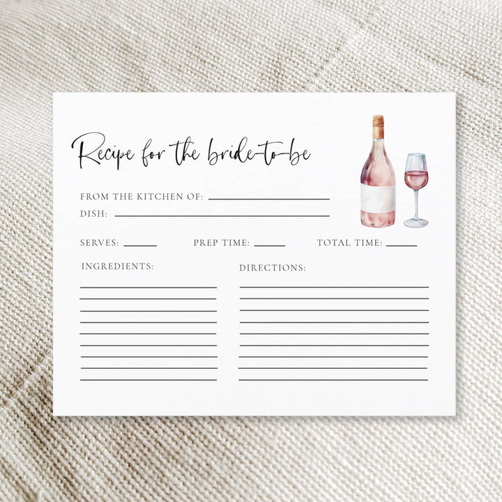 VINO BEFORE VOWS Bridal Shower Recipe Cards
