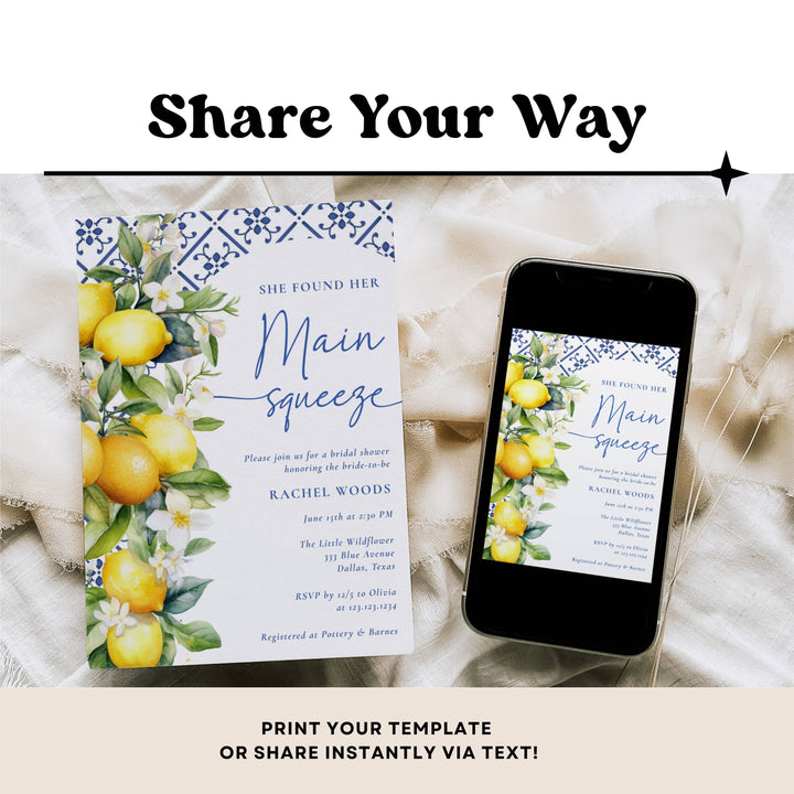 MEDITERRANEAN LEMON Bridal Shower Invitation
