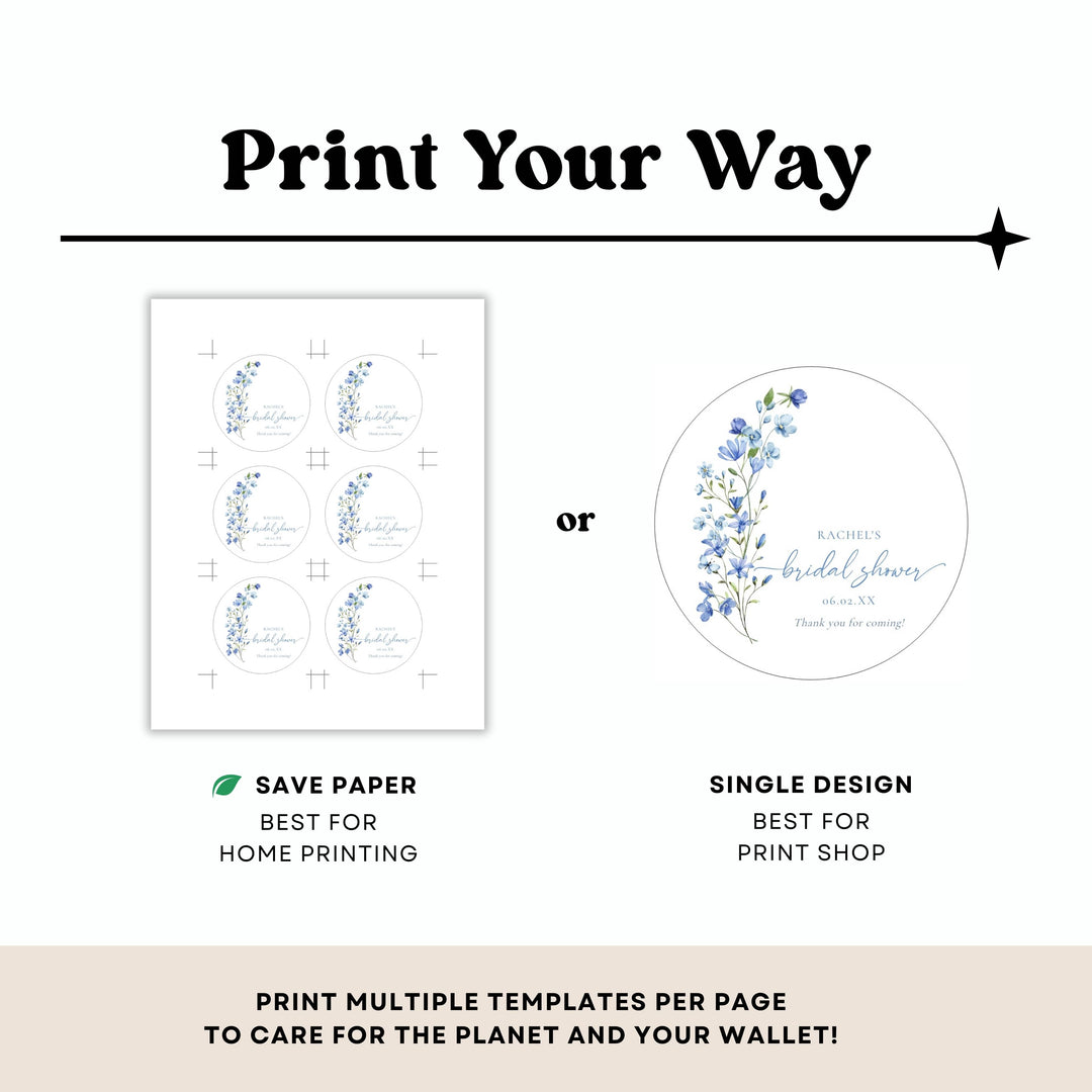 DUSTY BLUE WILDFLOWER Favor Tags
