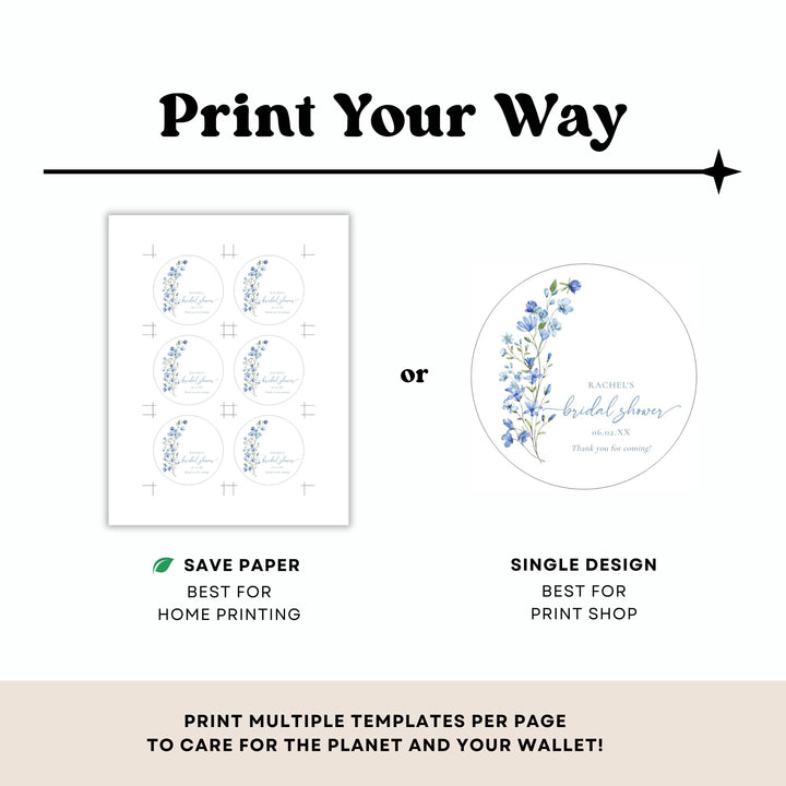 DUSTY BLUE WILDFLOWER Favor Tags