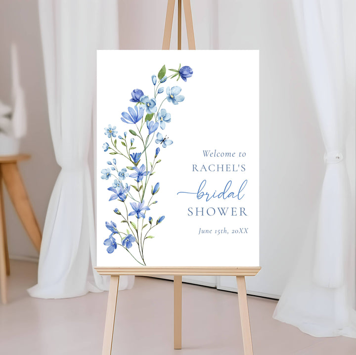 DUSTY BLUE WILDFLOWER Bridal Shower Welcome Sign
