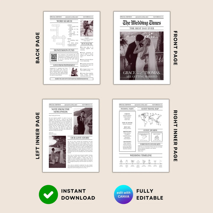 Newspaper Wedding Program Template