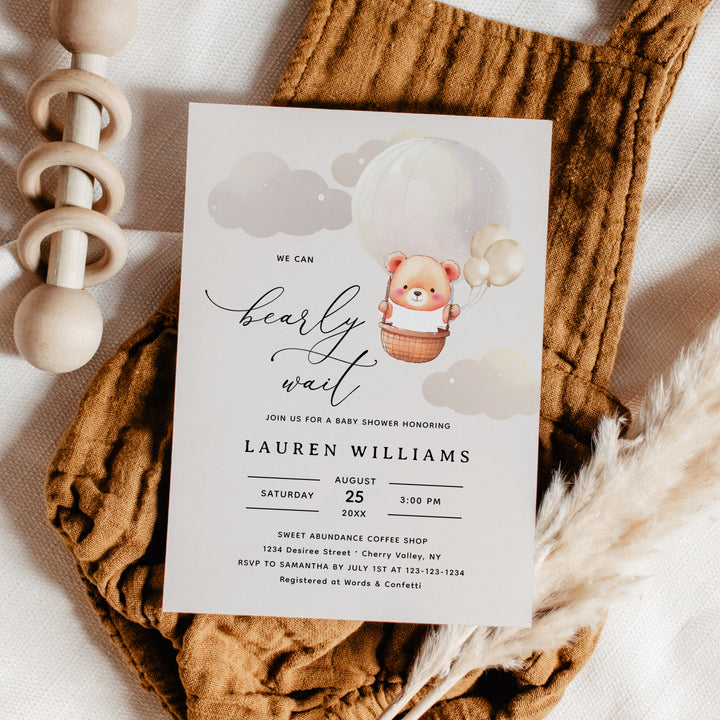 WE CAN BEARLY WAIT Baby Shower Invitation