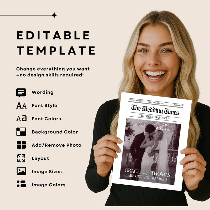 Newspaper Wedding Program Template
