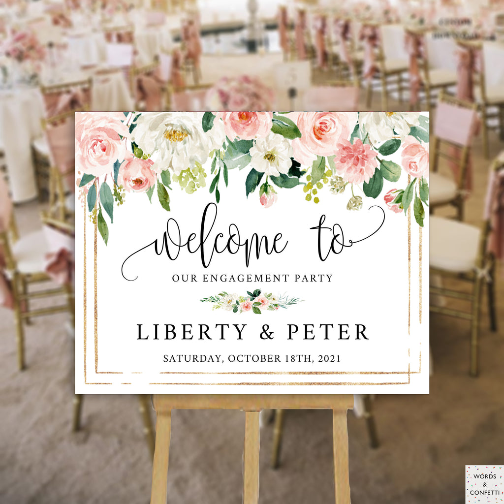 Floral Engagement Party Welcome Sign – MILKY PAPERIE, image size:1024x1024