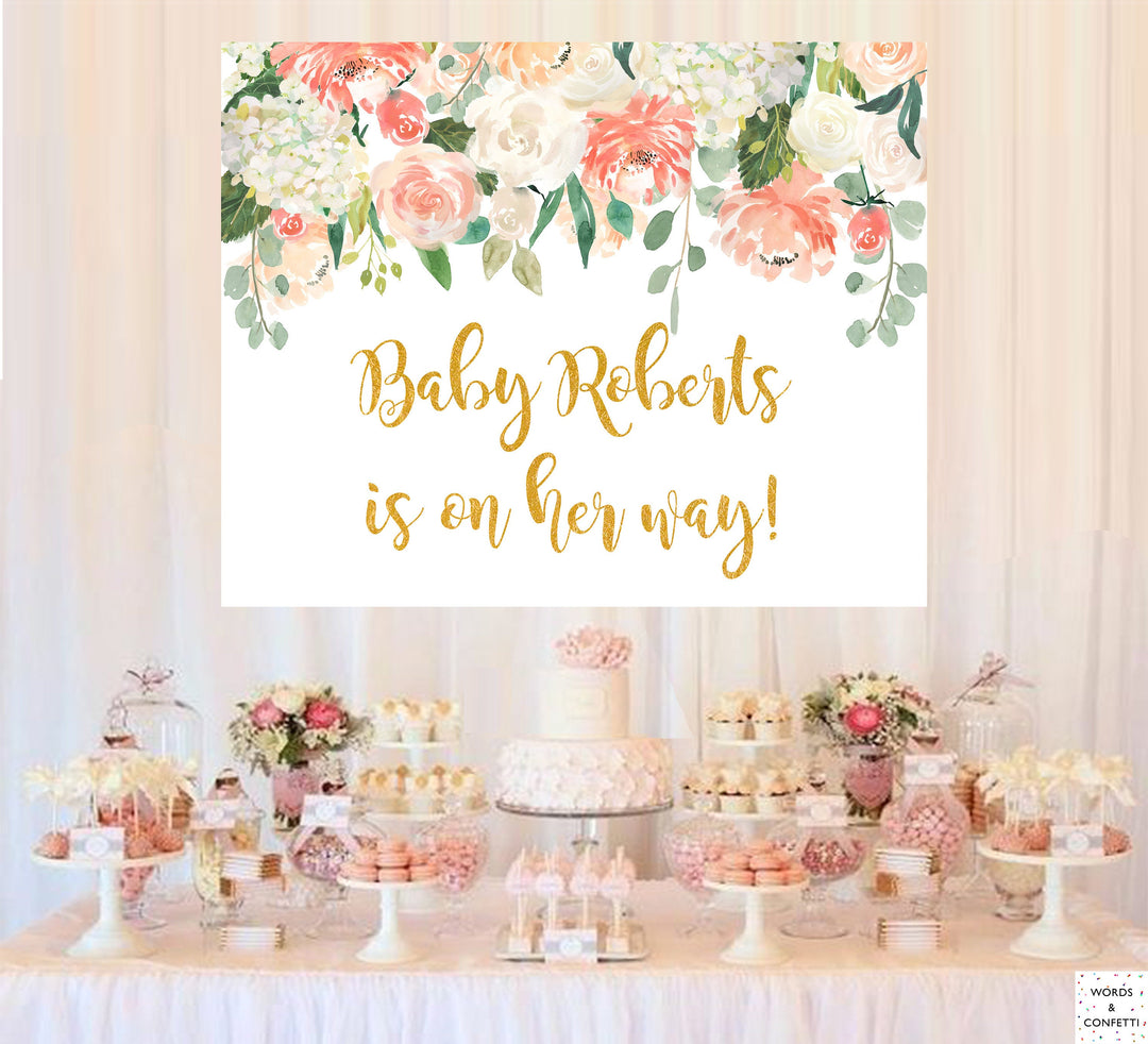 peach-baby-shower-backdrop-sign-cake-table-wordsandconfetti