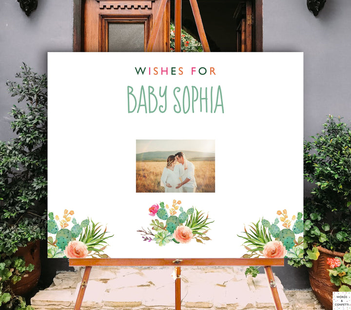 Succulent Baby Shower Guest Book Sign