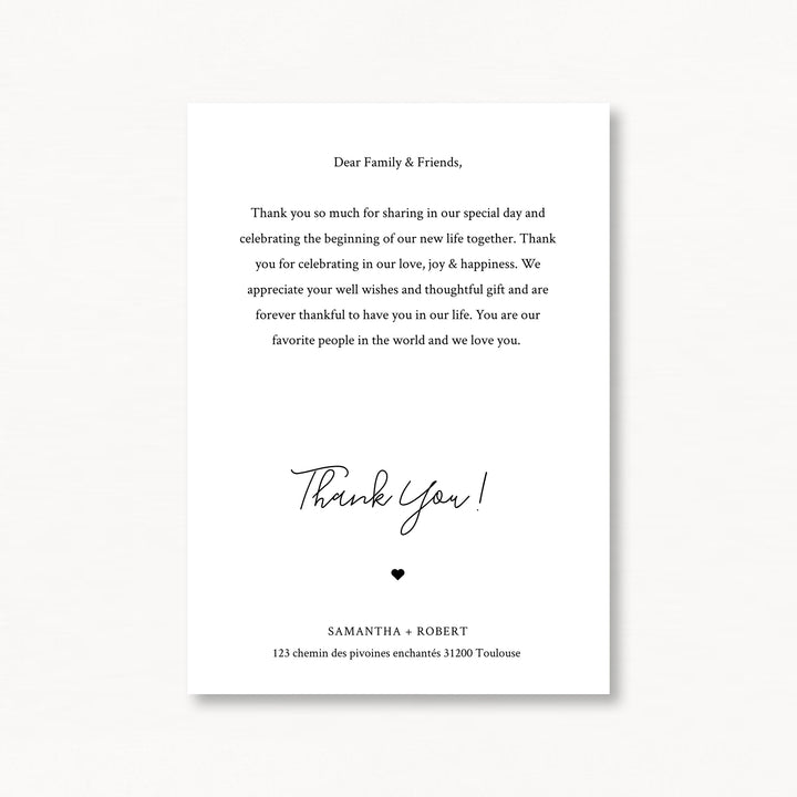 Wedding Thank You Card With Photo